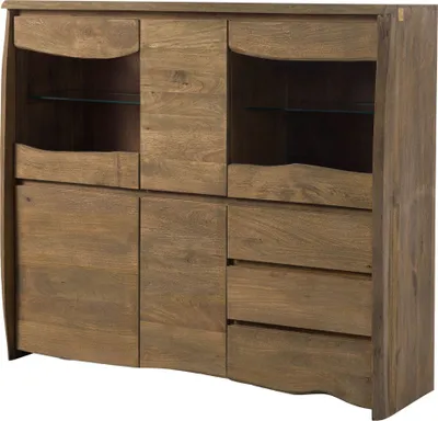 Image de MASSIVMOEBEL24 | PURE MANGO #100 Vitrine en bois de manguier - huilé / marron 166x48x145