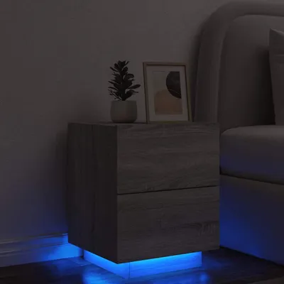 Produktbild von vidaXL Nachttisch mit LED-Leuchten Grau Sonoma Holzwerkstoff