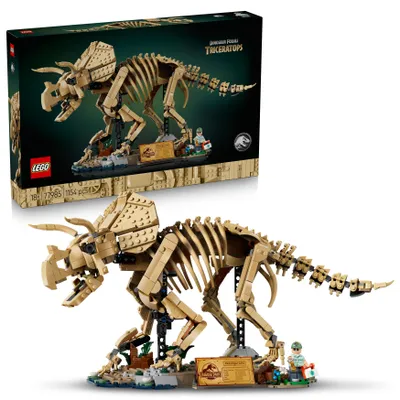Produktbild von LEGO Jurassic World Dinosaurier-Fossilien: Triceratops - Modellbau für Erwachsene mit der Minifigur Dr. Gerry Harding - DIY Deko fürs Regal - Geschenkidee für Jurassic Park Fans - 77985