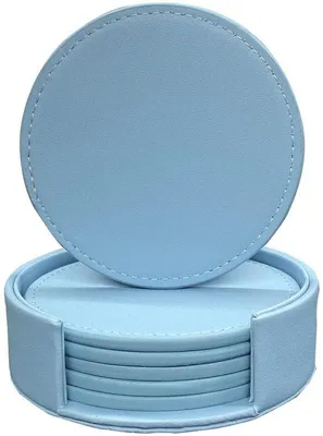 Immagine prodotto di Set di 6 tappetini in pelle per proteggere tavoli e scrivanie, 10 cm, blu