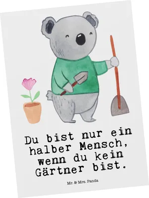Produktbild von Mr. & Mrs. Panda Postkarte Gärtner Herz - Weiß - Geschenk, Gärtnerei, Ansichtskarten, Spruch, Witzig, einzelkarte, Postkarten, Gartenbau, Lustig, Grußkarte, Ansichtskarte