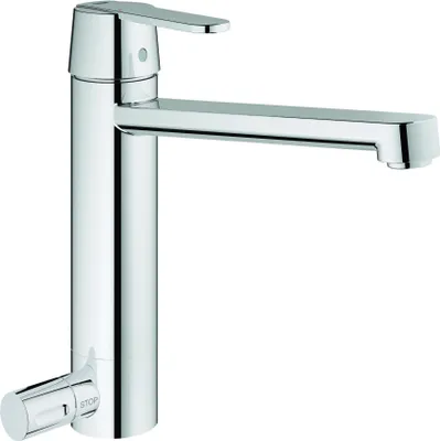 Produktbild von Grohe Spültischarmatur Get | 30198000 | Einhebelmischer mit Geräteanschluss | Mit Schwenkbereich | Absperrventil | Keramikkartusche | Messing verchromt | 09587 7