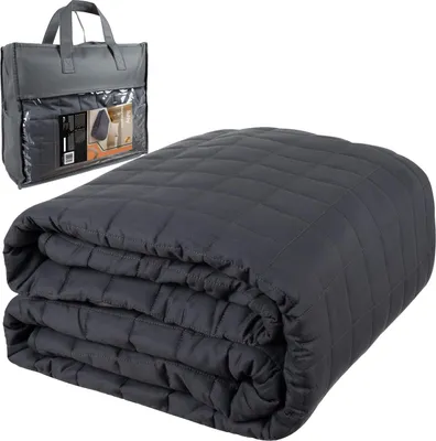 Produktbild von Ruhhy Gewichtsdecke 10 kg 200×220 cm mit Glasperlen Gleichmäßige Druckverteilung Pflegeleicht 30 °C Beidseitig Nutzbar Für Entspannung & erholsamen Schlaf Grau
