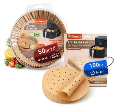 Zdjęcie produktu dla Papier do airfryer, 150 sztuk, z formami do pieczenia