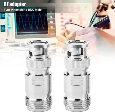 Imagen del producto de Adaptador coaxial de conexión RF, 2 unidades, conector hembra tipo N a conector macho BNC, para pruebas y conversión