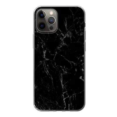 Produktbild von MuchoWow® Handyhülle Schutzhülle Hülle für iPhone 12 Pro Marmor - Schwarz - Naturstein Silikon Softcase Handy Hülle - Abdeckung