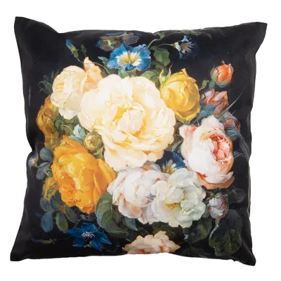 Produktbild von Clayre & Eef Kissenbezug 45x45 cm Schwarz Gelb Polyester Blumen