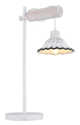 Obrázek produktu pro Globo Lighting Bělostná kovová stolní lampa, bílé dřevo, bílá keramika, černá, bílý textilní kabel, kolébkový vypínač na kabelu, výškově nastavitelná, DxŠxV: 350x180x550mm, bez 1x E27 40W 230V