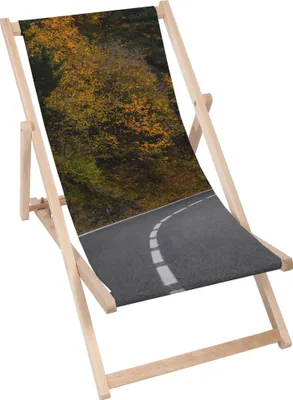 Produktbild von Dreamroots Liegestuhl klappbar Holz bis zu 130 kg, Sonnenliege klappbar mit 3-stufiger Neigungsregulierung der Rückenlehne, Road through the Forest