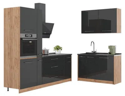 Obrázok produktu pre Kuchyňa Vicco Fame-Line Antracit vysoký lesk/Dub Goldkraft 220 x 120 cm, AP Marble, Model 64977