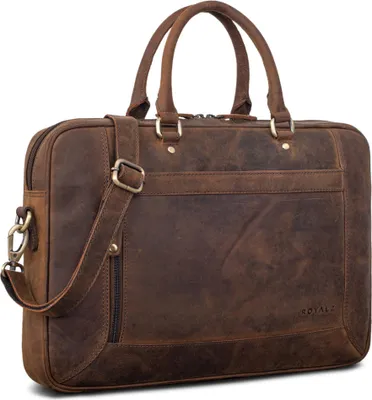 Produktbild von ROYALZ 'Lincoln' Vintage Business Tasche Herren & Damen Leder 15,6 Zoll Laptoptasche - Ledertasche Groß Aktentasche Arbeitstasche Messenger Bag mit Henkel Echtleder