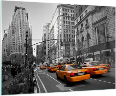 Produktbild von Bilder auf glas - Amerika New York City Straße - 100x70cm - Glasbilder - Wandbilder - Kunstdruck - zum Aufhängen bereit - Wanddekoration aus Glas - Glas Bilder - Wandbild auf Glas - GAA100x70-0445