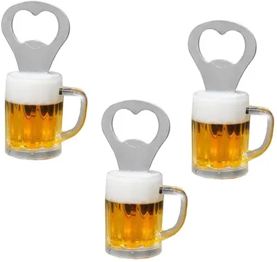 3er-Set Bierflaschenöffner, gelb, magnetisch