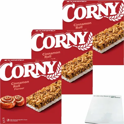 Produktbild von Corny Cinnamon Roll Flavor 6 Riegel 3er Pack (3x138g Packung) + usy Block