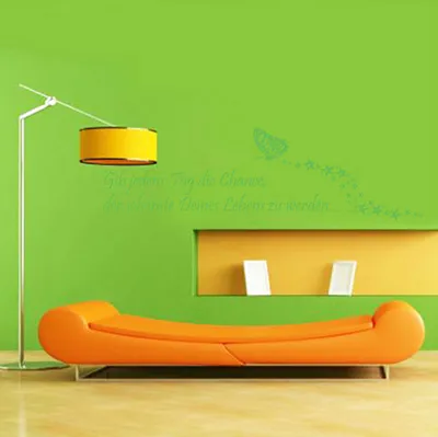 Produktbild von Wandtattoo - Wandaufkleber - Wandtattoo "Gib jedem Tag die Chance..." - 120cm x 36cm lindgrün - Dekoration Küche Wohnzimmer Wand
