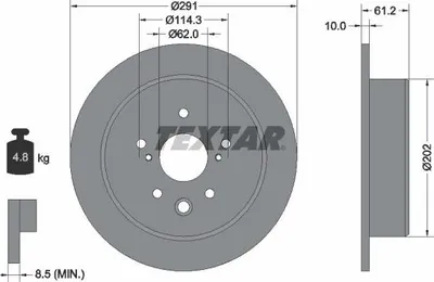 Produktbild von 2x TEXTAR Bremsscheibe 92179803 für TOYOTA Crown Limousine (S210) 61 2mm 4 8kg
