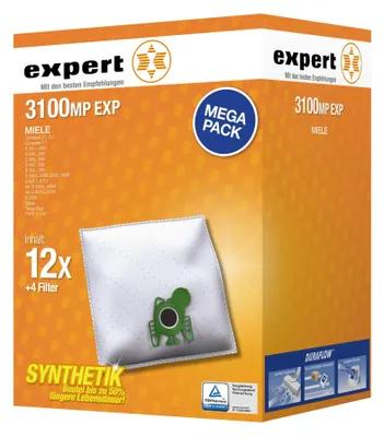Produktbild von Expert 3100MP EXP, Staubbeutel, Grün, Weiß, Synthetisch, 12 Stück(e)
