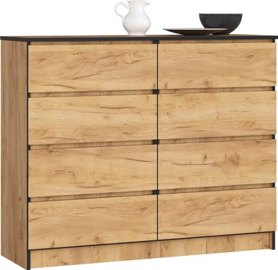 Image de Akord Commode De Rangement À Tiroirs Chêne Craft 120X40X99