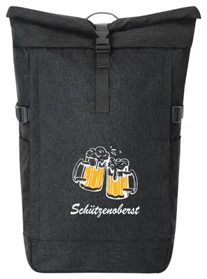 Produktbild von Huuraa Kurierrucksack Schützenoberst Schützenfest 30-44 Liter Black Melange Fairtrade Rolltop Rucksack Geschenkidee