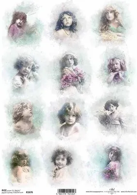 Produktbild von Reispapier für Decoupage, Vintage-Mädchen ITD-R1676 - A4