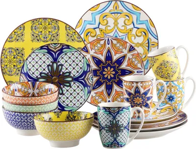 Obrázek produktu pro Porcelánový jídelní servis Vancasso, JASMIN 16dílná jídelní souprava, ručně malovaná jídelní souprava pro 4 osoby, bohémský styl
