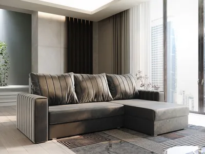 Produktbild von Masseno Ecksofa CARL mit Schlaffunktion L-Form, Sofa mit Bettkasten, Wohnzimmersofa, Couch, Soffa, Bettsofa, Couchgarnitur- Grau, PAROS 06