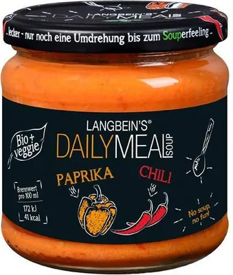 Produktbild von Langbein's Daily Meal Paprika-Chili Suppe  350 Ml Glas Fruchtig-scharf Vegetarisch Glutenfrei