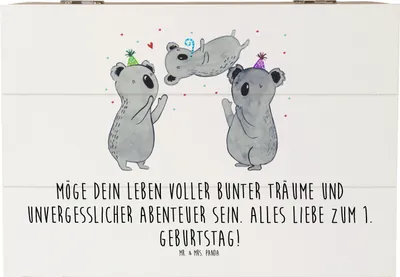 Produktbild von Mr. & Mrs. Panda Schatulle Alles Liebe zum 1. Geburtstag 22 x 15 cm - Weiß - Geschenk, Kleinkind, Box, holzkästchen, Kiste, Happy Birthday, Geschenkbox, Holztruhe, Alter