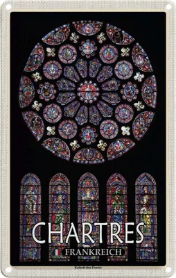 Produktbild von vianmo Blechschild 30x20 cm Chartres Frankreich Kathedrale Abenteuer Reisen Urlaub