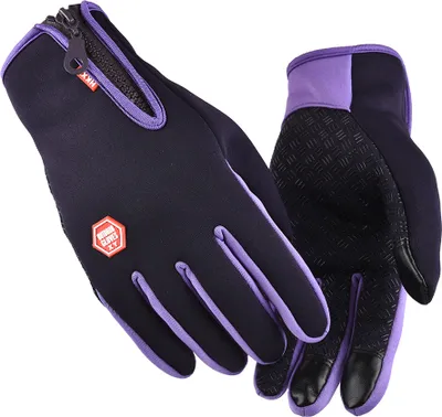 Produktbild von Fahrradhandschuhe Herren Damen Thermo Warm Winter Wasserdicht Touchscreen Handschuhe Skihandschuhe, Lila, M