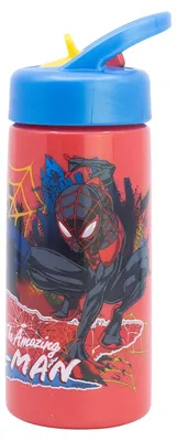 Spiderman Trinkflasche 410 ml mit Strohhalm