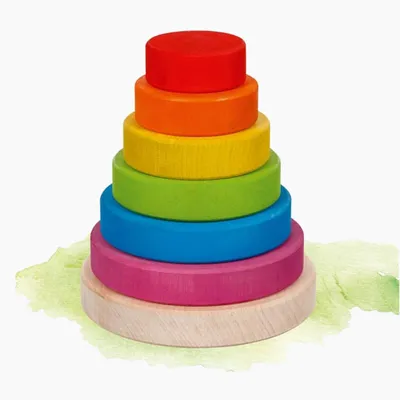 Obrázek produktu pro goki 58473 Stohovací věž Ø 11 cm, V= 13 cm, dřevo, 7 dílů, barevná