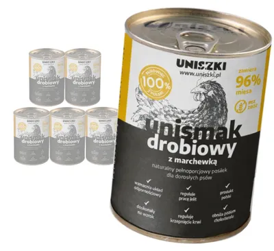 Produktbild von Uniszki Unismak Geflügel mit Karotte 6x410g Getreidefreies Nassfutter für Hunde