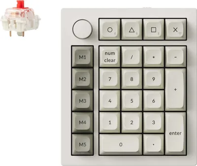 Produktbild von Keychron Q0 Max QMK Kabellose Mechanische Numpad / Ziffernblock, QWERTY US, Knob, Shell White, Gateron Jupiter Red Q0M-P1