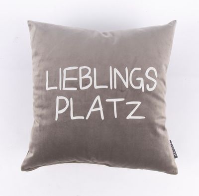 Magma Deko Samtkissen Lieblingsplatz grau weiß 40x40cm