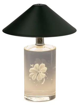 Produktbild von LED Stimmungslampe KRISTALL Klee mit schwarzem Schirm 14cm akkubetrieben Formano