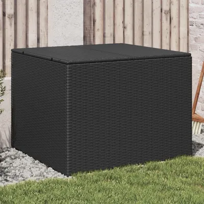 Obrázek produktu pro Zahradní úložný box s kolečky černý 190 l polyratan Černá / 80 x 75 x 59 cm