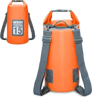 Produktbild von Drybag wasserdichter Seesack, Rollbeutel, Rucksack, Wassersack - orange, 15L