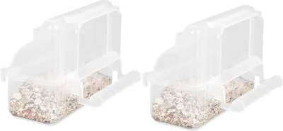 Produktbild von LSRVNM 2 Stücke Vogelkäfig Feeder, Papagei Feeder, Vogelfutterspender zum Aufhängen, Wassernapf, Transparent, mit Stehende Stangen, für Wellensittiche, Kanarienvögel, Nymphensittiche, Finken, Sittiche