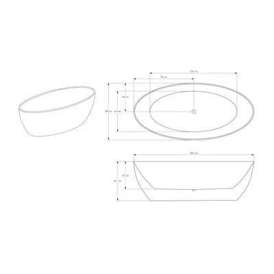 Produktbild von Freistehende Badewanne TERRA - Acryl - Weiß - 186 x 88 x 60 cm - Oberfläche wählbar, Farbe:Weiß matt