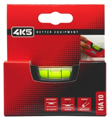 Immagine prodotto di 4K5 Tools Klein-Wasserwaage HA 10 (Maße 104x50x22 mm, 1 Horizontallibelle)