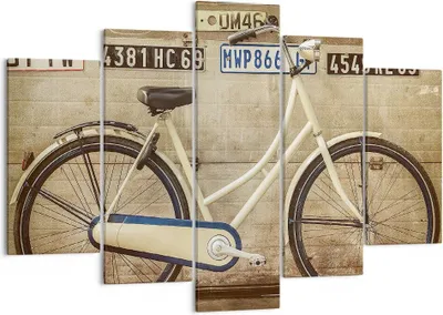 Produktbild von Bild auf Leinwand - Leinwandbild - Fahrrad Mauer Straße - 150x100cm - Wand Bild - Wanddeko - Leinwanddruck - Bilder - Kunstdruck - Wanddekoration - Leinwand bilder - Wandkunst - EA150x100-3764