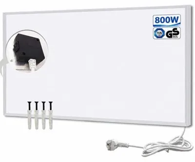 Obrázek produktu pro Infračervené topné panelové vytápění – 800 wattů – 59,5 x 119,5 cm – hliník – vhodné pro vytápění koupelen