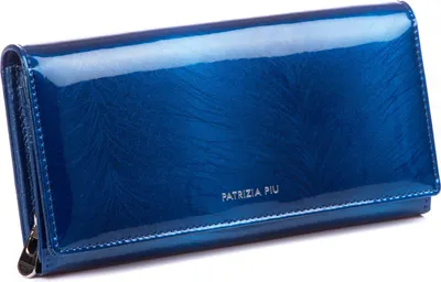 Produktbild von PATRIZIA PIU Damen Geldbörse Groß RFID Echtleder Reißverschluss 19 cm Blau
