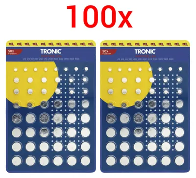 Produktbild von 100x Knopfzellen Tronic Uhrenbatterie Knopfbatterie Blister Sortiment Batterie von TRONIC® XXL-Pack