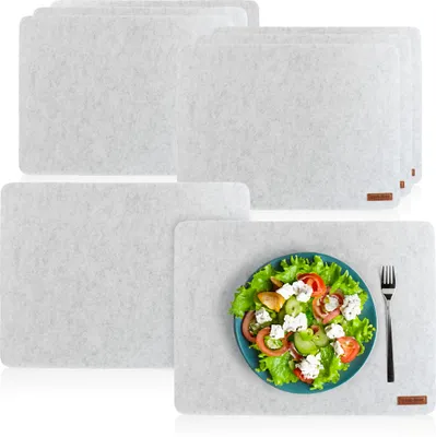 Produktbild von com-four® 8x Platzset abwischbar aus Filz - 44 x 32 cm Platzmatte - hitzebeständiges Tischset für 8 Personen - extra dicke, rutschfeste Platzdeckchen, Filzunterlage