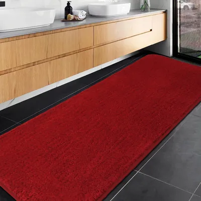 Zdjęcie produktu dla Dywanik łazienkowy 60 x 180 cm, czerwony, mikrofibra, antypoślizgowy, do łazienki