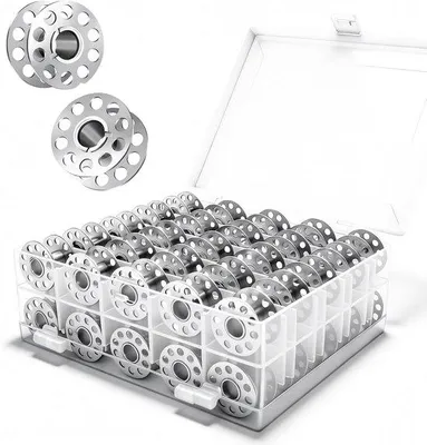 Produktbild von FastShopping - 50 Metallwaschen für Nähmaschine, Nähmaschinenzubehör, Robustes Metallspülen in transparenter Aufbewahrungsbox, perfekt für den Haushalt