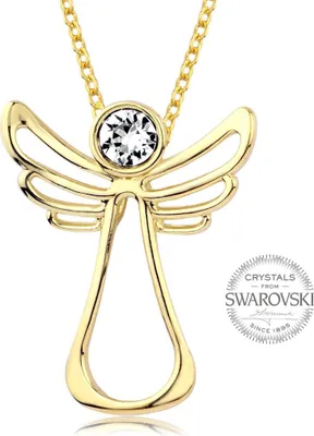 Immagine prodotto di Collana placcata in oro con angelo custode in cristallo trasparente