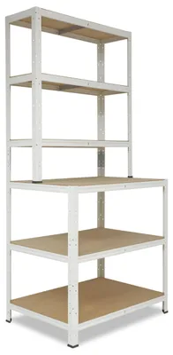 Image de shelfplaza HOME 190x90x60 cm Étagère rangement établi en blanc avec 6 étagères et une capacité de charge de 145 kg par étagère